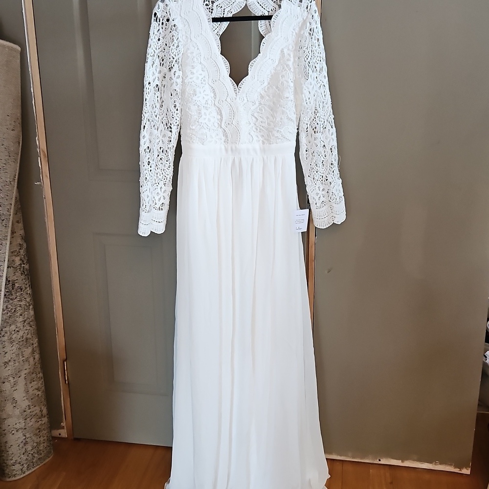 White Lulus Lace Maxi Dress Size Large